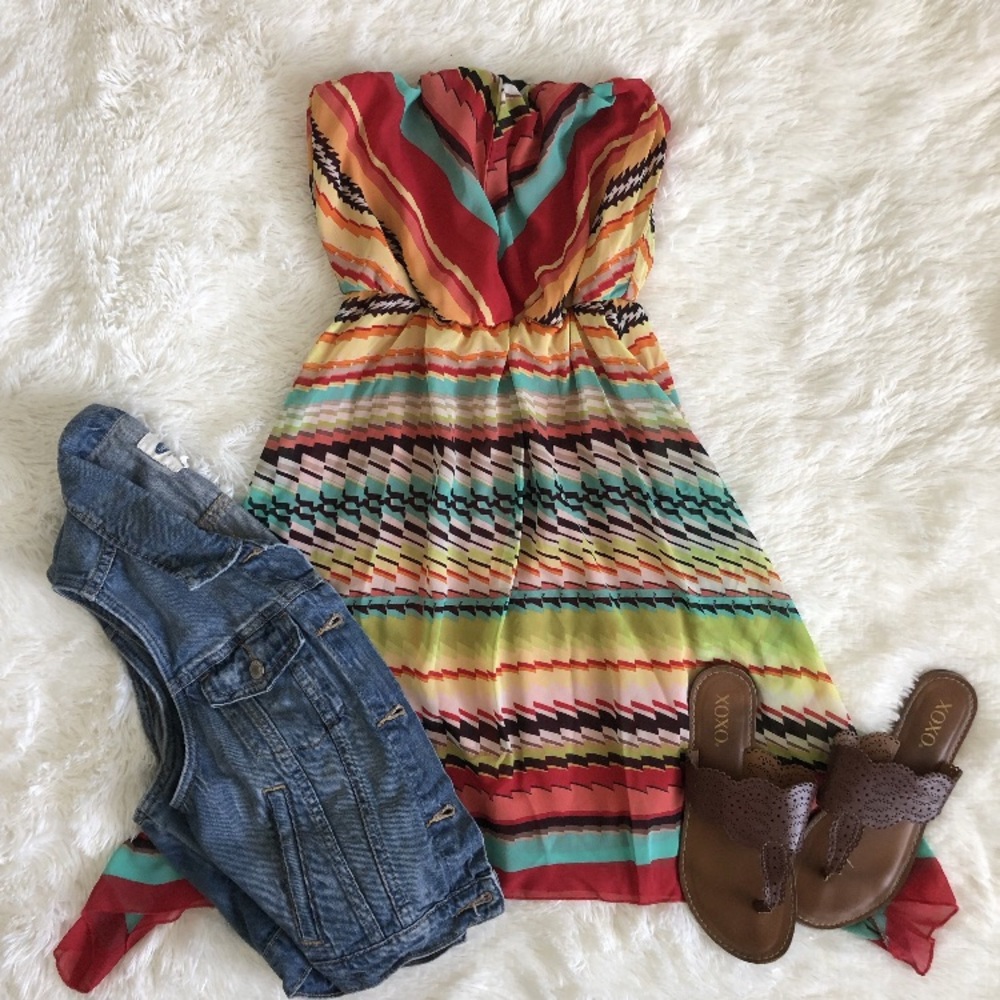 Ruby Rox Multi Color Strapless Dress